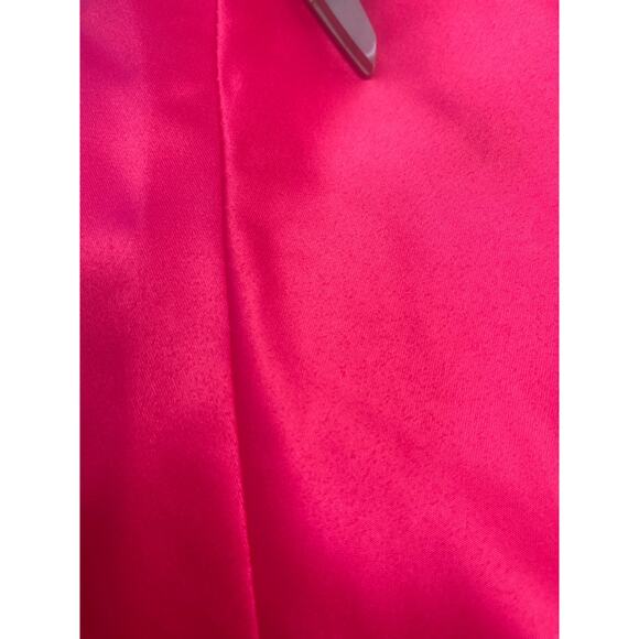 FORMAL SZ 12 L Hot Pink Sweetheart Bustier Satin Lace Up Mermaid Maxi Dress 0B12 - Picture 7 of 7